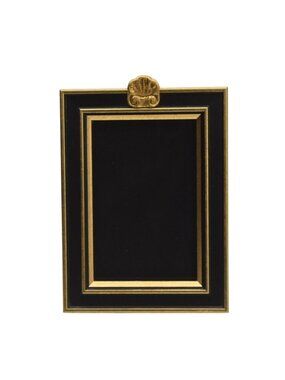 Vintage Style Black & Gold Picture Frame 4x6 Ornate Shell Crest Tabletop Decor